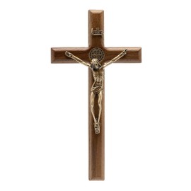 Intercession Wall Wood Cross Crucifix (7.5 in - Antique Gold)