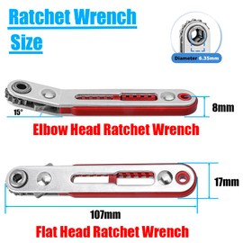 Yakamoz 2Pcs Mini Ratchet Wrench Screwdriver Set, 1/4 Inch Hex Screwdriver Bit Drive Ratchet Wrench Elbow Head & Flat Head High Torque Offset Reversible Drive Handle For Narrow Space Repairing