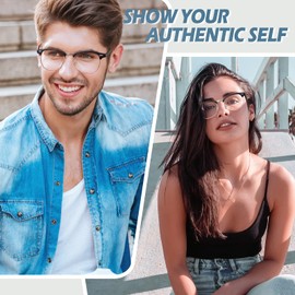 Happy Store CN56 Vintage Inspired Classic Horn Rimmed Half Frame Nerd UV400 Clear Lens Glasses Semi-Rimless, Brown