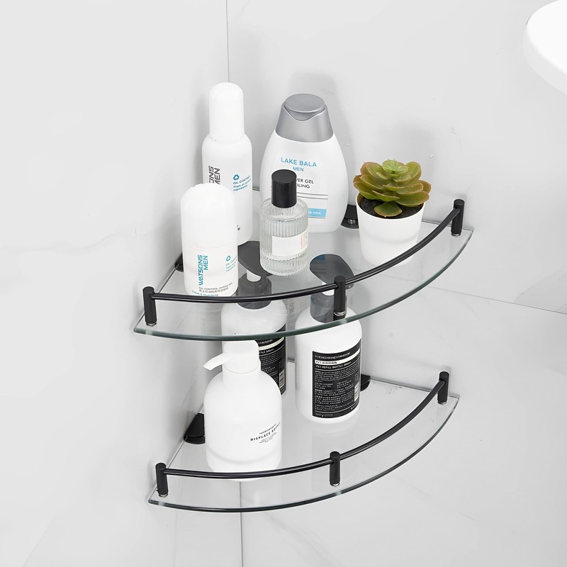 Glass Shower Corner Shelves 2 Pack - Floating Bathroom Shelves