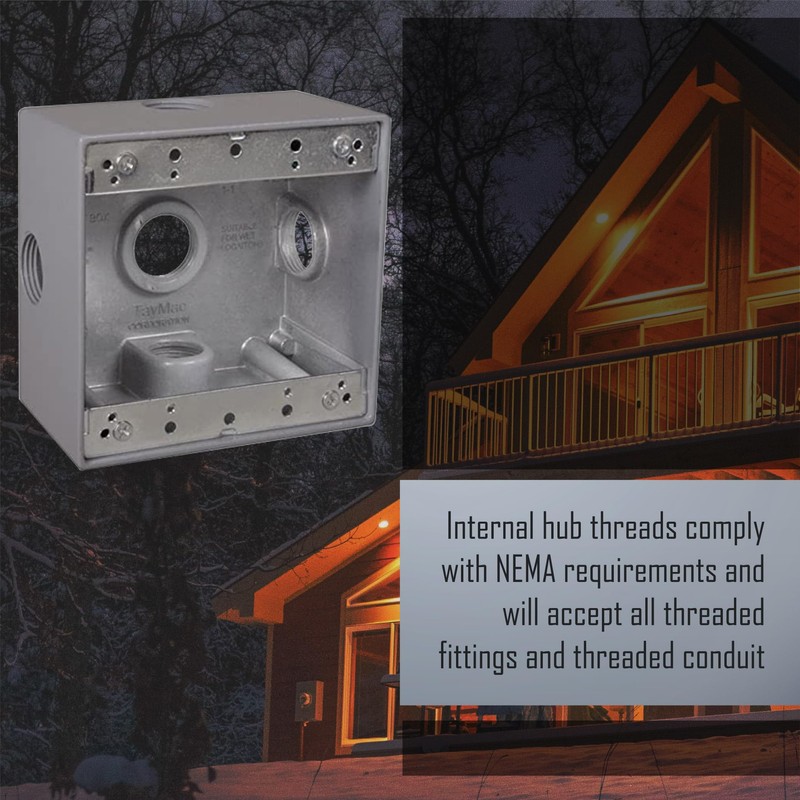 TayMac 4.5 x 4.5 In. 2-Gang Gray 2-in. Deep Weatherproof