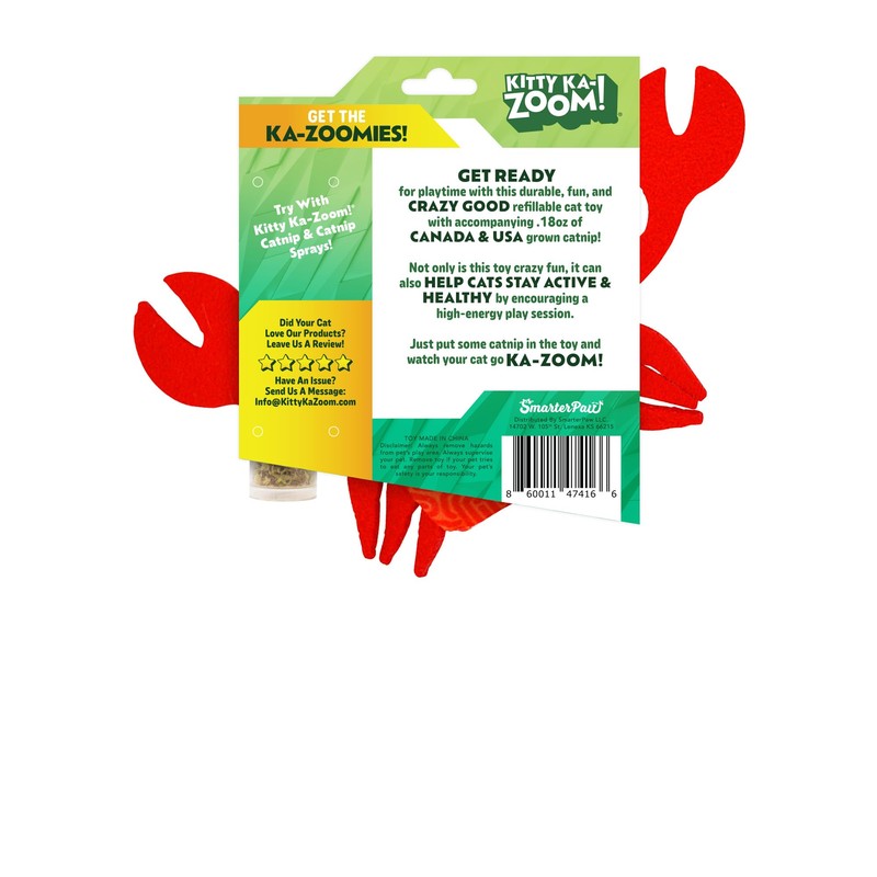 KITTY KA-ZOOM ZOOMIE Crab - Refillable Catnip Toy + Catnip