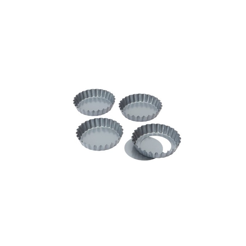 Dexam Non-Stick Loose Base Mini Quiche/Tart pan, Set of 4