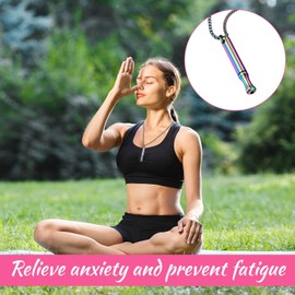 Breathing Necklace,3 Colors Anxiety Necklace Breathing,Stainless Steel MindfulnessAnxiety Breathing Necklace for Breathing Exercises Women & Men