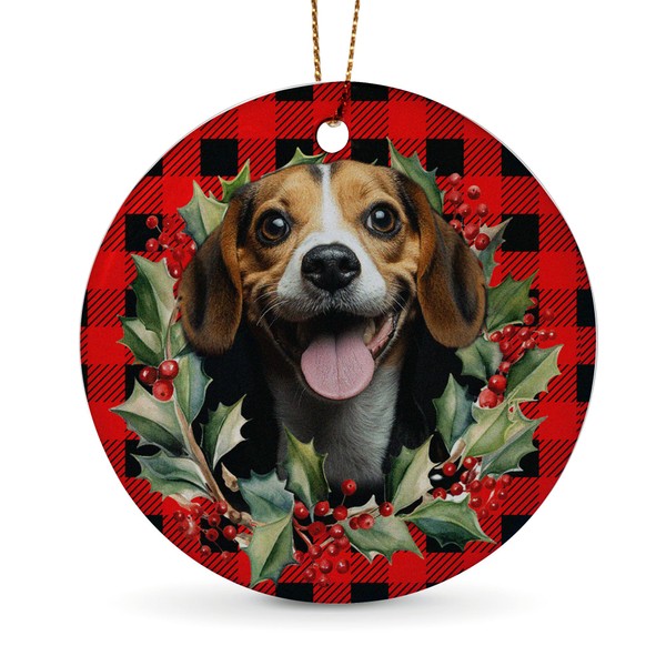 Beagle Dog Ornaments for Christmas Tree, 1Pcs Ceramic Christmas Ornaments