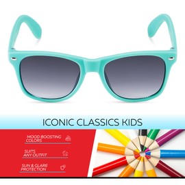 Retro Rewind Kids Sunglasses for Boys Girls Age 3-12 - Shatterproof Rubberized Frame UV400 Toddler Children Sun Glasses