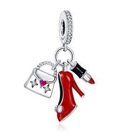 Amuefer Life Love Daily Dangle Charms for Bracelets 925 Sterling Silver with Cubic Zirconia Pendant for Necklaces Birthday Christmas Jewellery Gifts for Women, Silver, Cubic Zirconia