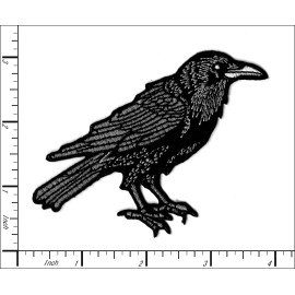 Patchwork Paradise Raven Embroidered Iron-On Patch – Gothic Crow Bird Exclusive Design