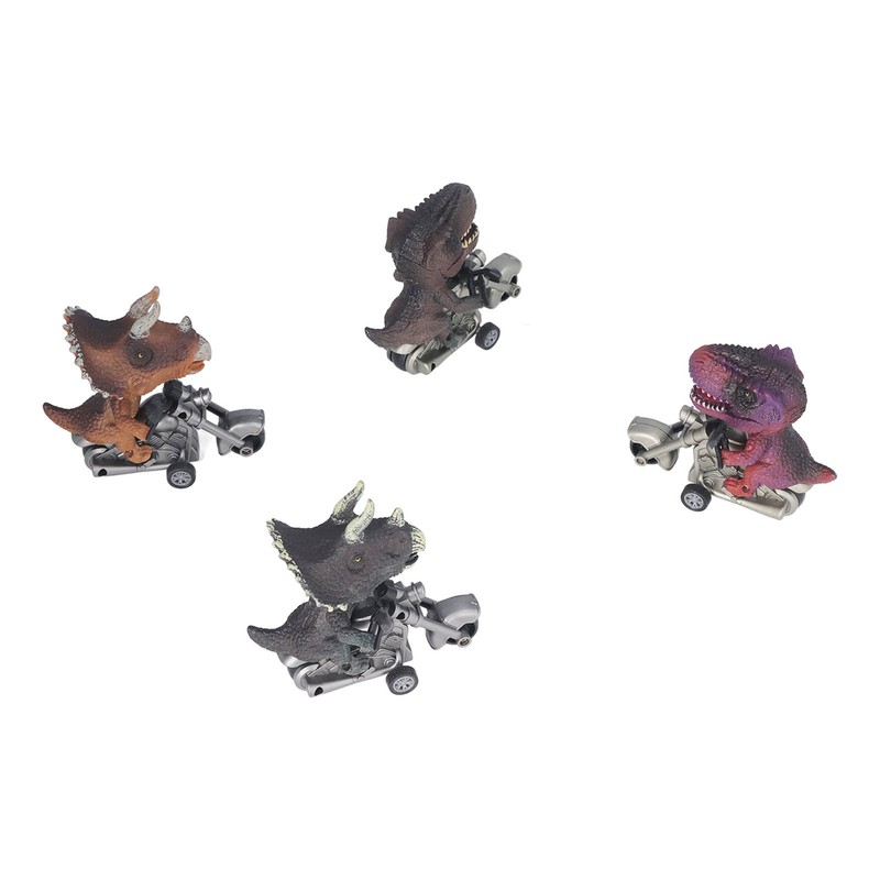 4Pcs Dinosaur Motorbike Toy Motorcycle PVC Pull Car Home Decoration