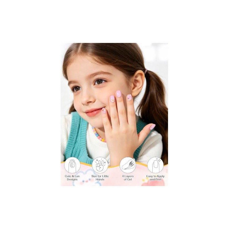 EBANKU - Tiras de uñas de gel semicuradas para niños,