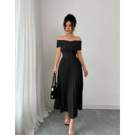 Elegantes Vestidos De Diseño Plisado Sin Tirantes Para Mujer