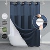 EUTXL Navy Blue No Hook Shower Curtain with Snap in
