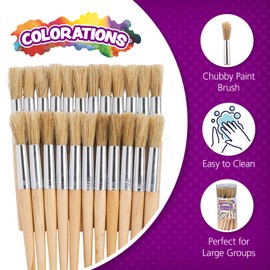 Colorations® Classic Wooden Chubby Paint Brushes for Children, All-Purpose Paint Brushues, Use for Arts & Crafts Projects and All Types of Paint Mediums, Set of 24 Brushes, Kids Paint Brushes