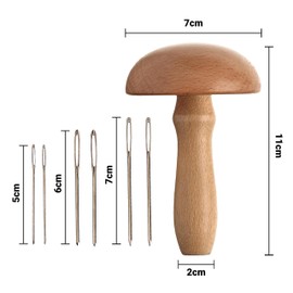 The Quilted Bear - Magnetic Mushroom Darner & Needles for Quick and Easy Mending - Durable, Efficient, and Versatile Tools for Sewing, Embroidery, and Crafting Projects