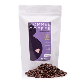 Mommee Coffee Full Caf Low Acid Whole Organic Coffee Beans - 100% Arabica Organic Full Caff Coffee Beans with Smooth Caramel Flavor - Medium Roast - 11 oz