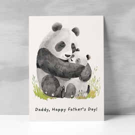 Postcard Prints - Father's Day Card For Daddy Cute Panda Bear and Cub Illustration Father's Day Card For Dad Father's Day Card From Child