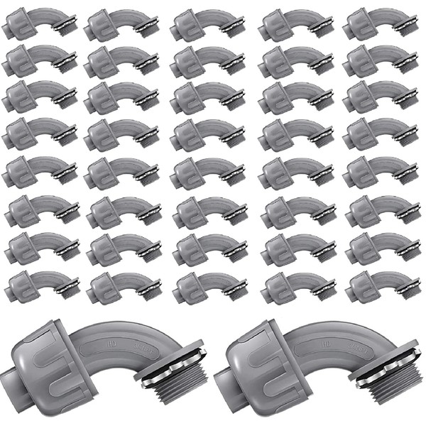 Liquid Tight Connector 3/4 Inch 90 Degree Non Metallic Flex Electrical Conduit Fittings, Electrical Conduit Connector Fitting for PVC Pipe Cable Home Kitchen (50 Pcs)