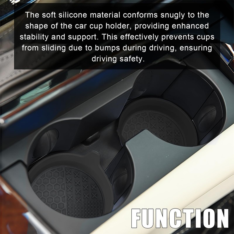 EKUWU Car Cup Coasters, Silicone Cup Holder Insert (4 Pack)