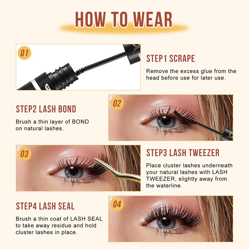 QUEWEL Lash Clusters - 14mm Soft & Lightweight Eyelash Extensions