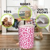 Naqiuli Pink Leopard Laundry Basket Foldable Laundry Hamper Waterproof Oxford