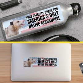 United by Color Possum Bumper Sticker (Large) - U.S. Flag True Patriots Brake for America's Only Native Marsupial Opossum Sticker, Strong Adhesive Waterproof Used for Gifts, Truck, Car (Pack of 1)