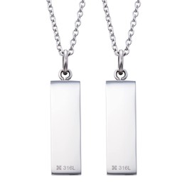 White Clover 4SUP002WH & 4SUP002BK Message Diamond Shell Plate Stainless Steel Pair Necklace/White & Black, Shell, Diamond