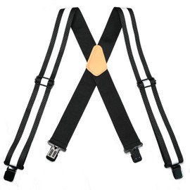 MELOTOUGH Men's Industrial Strength Suspenders Partial Elastic Tradesperson's Suspenders 2 inch Wide Tool Belt Suspenders (black reflective)