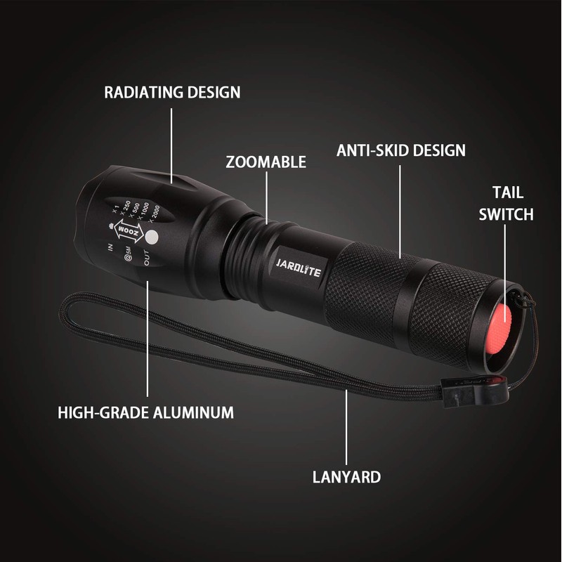 JARDLITE 8 Pack LED Emergency Handheld Flashlight, Adjustable Focus, Water