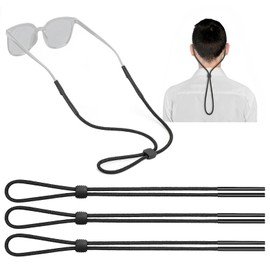 KECHIO Sports Glasses holder Strap(3 PCS) - Sunglasses strap for Men Women kids - Adjustable sunglasses string chain lanyard retainer - Eyeglass Holders Around Neck, black