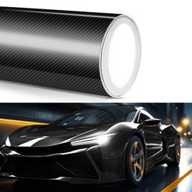 YnGia Carbon Fiber Vinyl Wrap 4 Inch X 5ft Universal Adhesive Black Gloss Carbon Wrap Tape Roll for Cars Automotive Interior Exterior DIY Auto Color Change Film