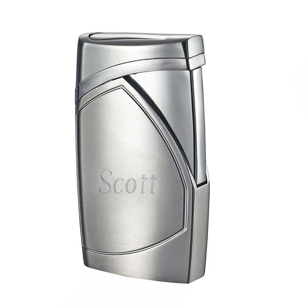 Personalized Chrome Single Torch Flame Cigar Lighter, Free Engraving
