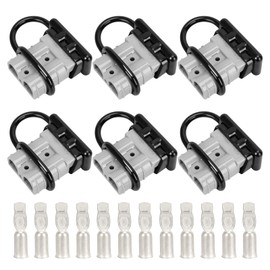 ANKG 6PCS 8 Gauge 50Amp Battery Quick Disconnect,12v-36v Batteries Quick Connect/Disconnect Plug Kit,Jumper Cable Plug Connectors for Recovery Winch, Forklift,Towing Systems(Gray with Cover)