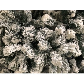 AMERIQUE 691322309744 7 FEET Premium Artificial Full Body Shape Christmas Tree with Metal Stand, Heavily Flocked Snow, Unlit, 7', Snowy