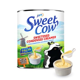 Jans Sweet Cow Condensed Milk (375g, Pack of 12) Sweetened Condensed Milk Canned Creamer for Baking, Leche Condensada
