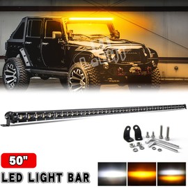 COLIGHT Slim 50"inch LED Light Bar Strobe Amber White Spot Flood Combo Truck SUV UTV 52"