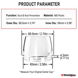 RTRHINOTUNING 4 PCS 69.5 mm Wheel Center Caps Compatible with Ultralite Mini Wheels SPML2 SPML3 SPML5, OD: 2.74 in / 69.5 mm ID: 2.56 in / 65 mm Chrome Hub Caps