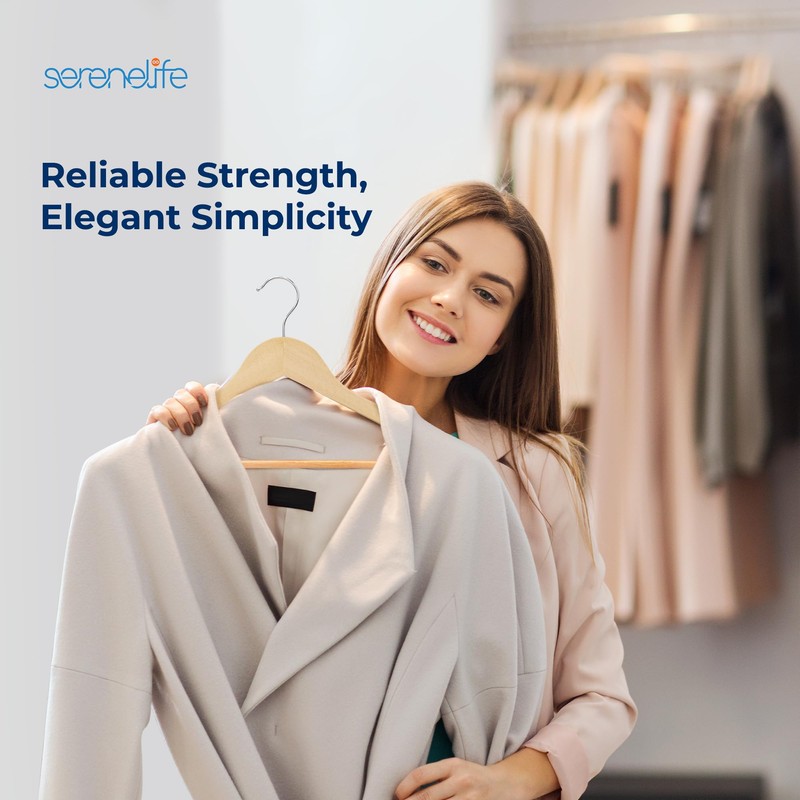 SereneLife 80-Piece Solid Wooden Hangers Set for Clothes – Heavy