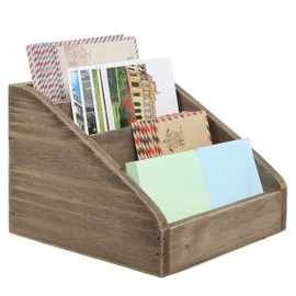 MyGift Vintage Dark Brown Wood 4 Compartments Decorative Rustic Mail Sorter/Office Desk Stationary Organizer