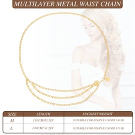 Women's Waist Chain, Chain Belt, Belly Chain, Multilayer, Adjustable, Body Chain Jewellery