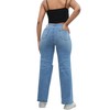 THUNDER STAR Womens High Waisted Wide Leg Jeans Stretchy Distressed