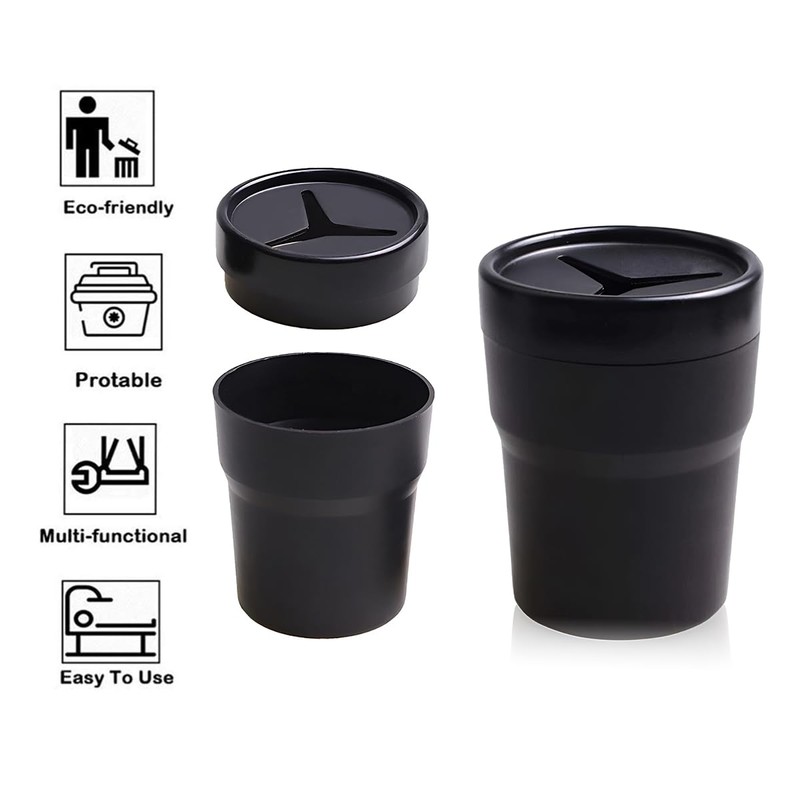 AIMALL 2PCS Compact Car Trash Bin, Mini Garbage Can for
