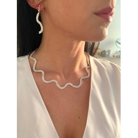 ONDEGO® Set V SILBER Strass Schmuck Kette Schmuckset Hochzeit Collier Halskette Brautschmuck Kommunion Ball Abiball