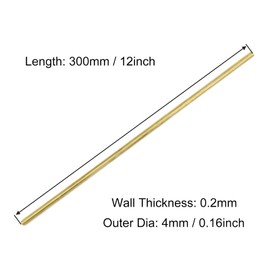 VictorsHome Brass Round Tube, 4mm OD 0.2mm Wall Thickness 300mm Length Metal Seamless Straight Tubing for DIY Crafts Model 3pcs