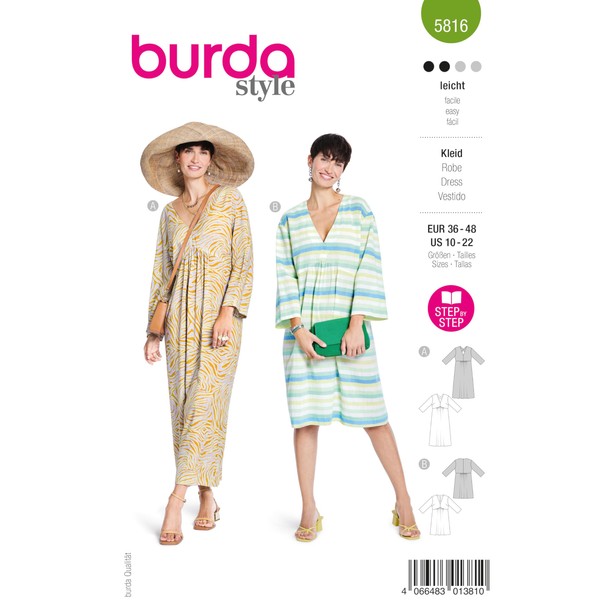 Burda Sewing Pattern 5816 Dress [Ladies Size 8-10] Level 2