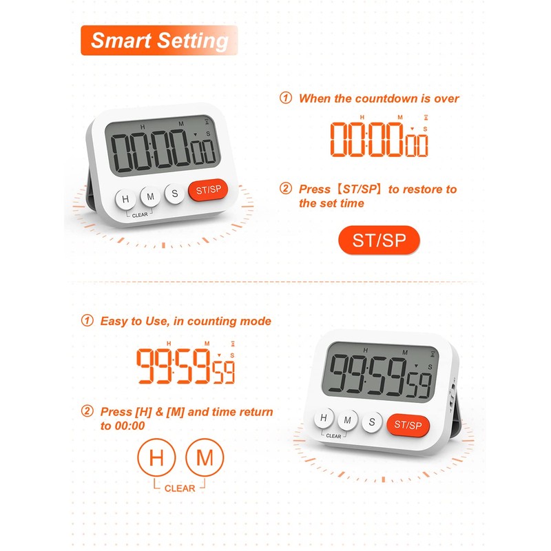 LIORQUE Digital Timer Egg Timer Digital Kitchen Timer with Clock,