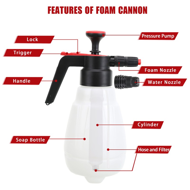 Foam Sprayer, Foaming Pump Blaster Hand Pressure Snow Foaming Cannon
