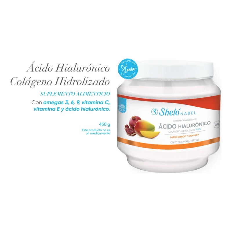 Sheló Nabel Polvo Colágeno Ácido Hialurónico Sabor Mango Belleza Articulaciones