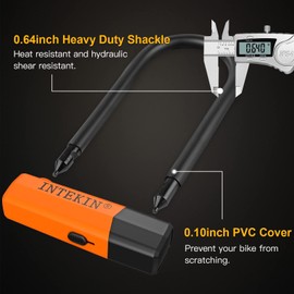 INTEKIN Bike U Lock, 16mm U-Shape, Orange, Key Lock, 2-in-1 Lock Type, Enhanced Security, 2 Keys, Mounting Bracket, Bicycle Security