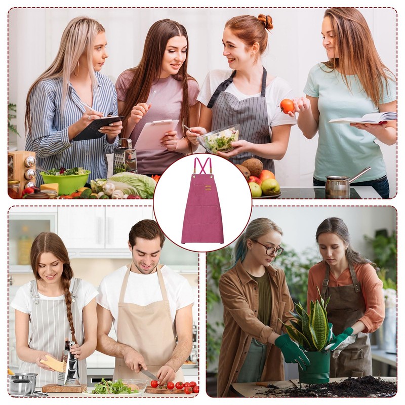 sourcing map Canvas Chef Aprons 75x69cm Adjustable Strap Cross Back