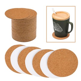 Allazone Self-Adhesive Cork Round, 70 Pack Cork Backing Sheets for Wall Decoration, Party Supplies Coasters and DIY Crafts